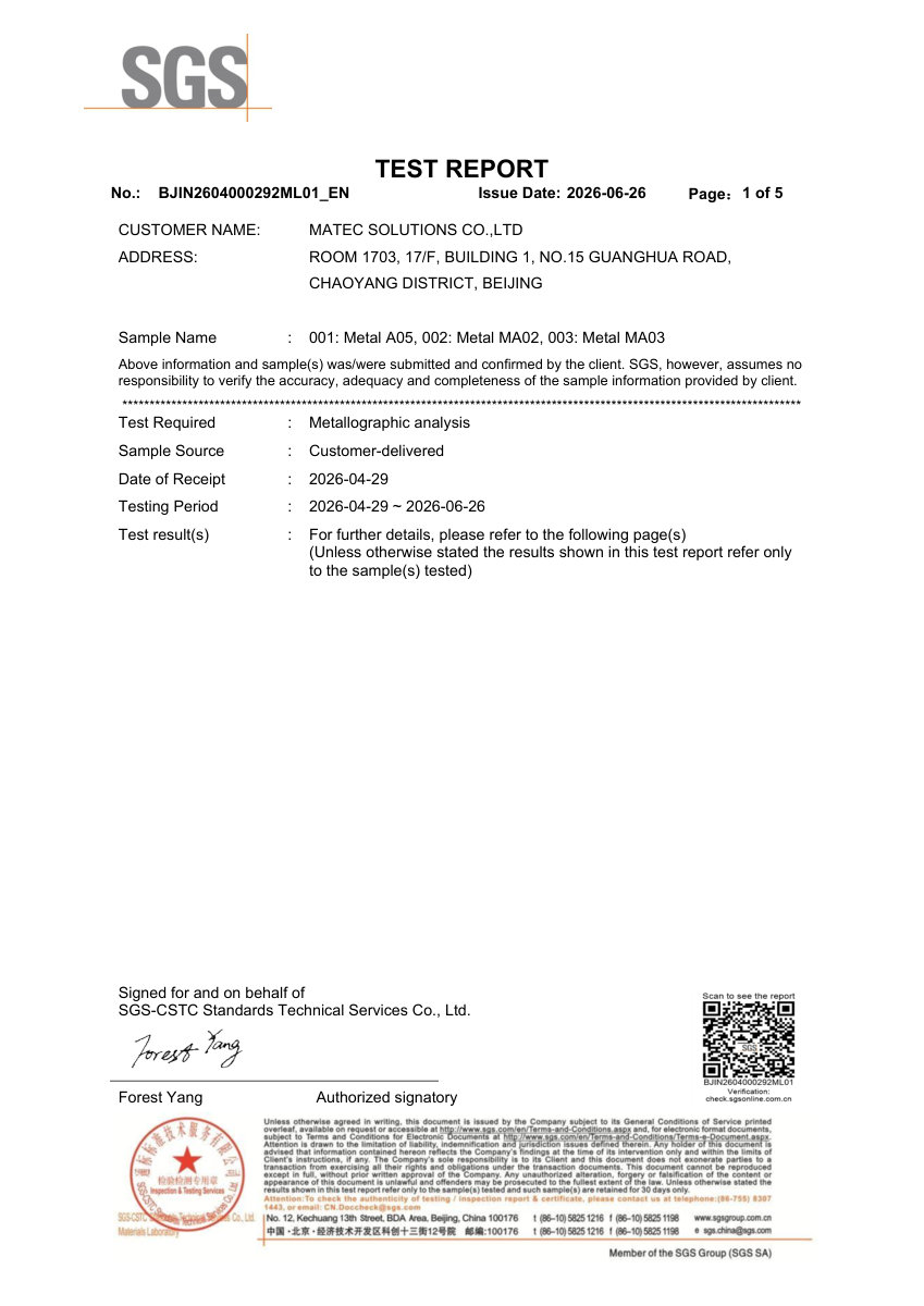 SGS High-Chrome Test Report