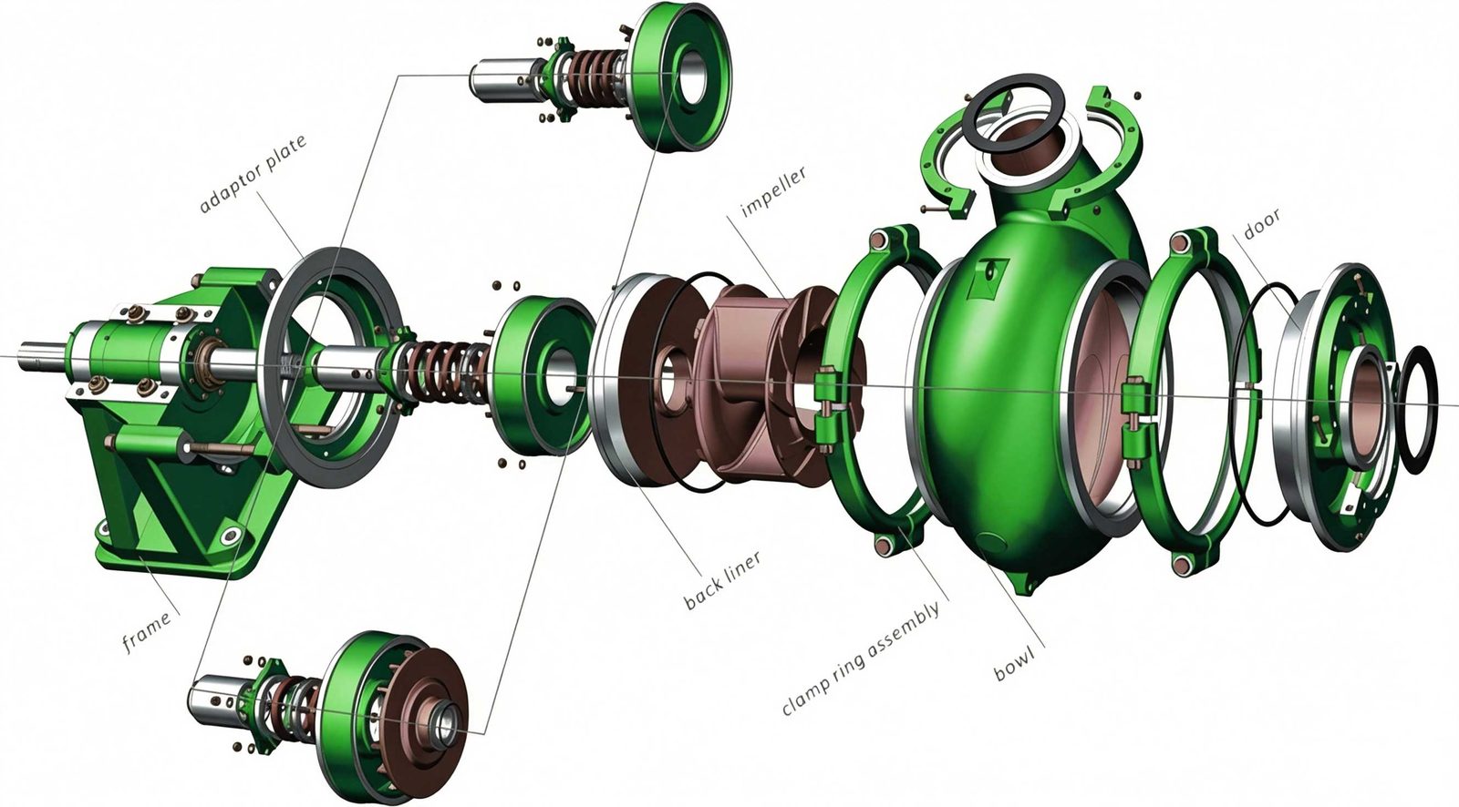 Sand and gravel pump exploded assembly diagram